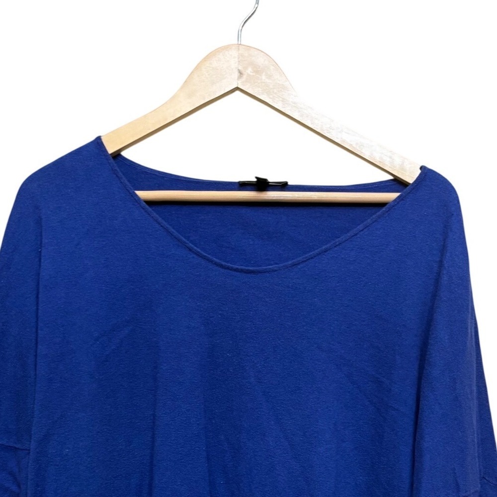 Eileen Fisher Womens XL Royal Blue Knit Scoop Neck Long Sleeve Oversized Sweater - Picture 2 of 4